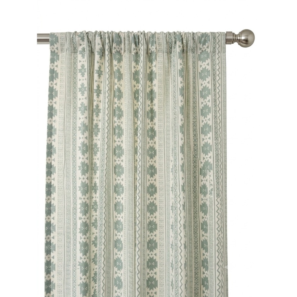 Ambesonne  Green Tribal Geometric Window Curtains 56x63 2 Panel Set Rod Pocket